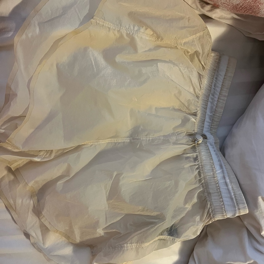 Sheer Cream Lululemon shorts with Elastic Waistband
